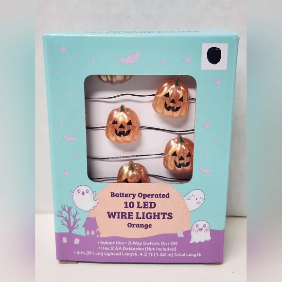 Bundle of 5 Pumpkin & Ghost Halloween Battery Operated LED Wire Lights - Picture 4 of 6